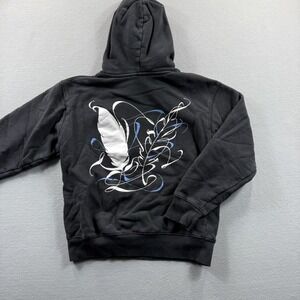 BTS Hoodie Sweatshirt Mens Large Black Black Swan Feather Graphic Fleece